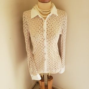FLUX BEAUTIFULL IVORY CROCHET BLOUSE